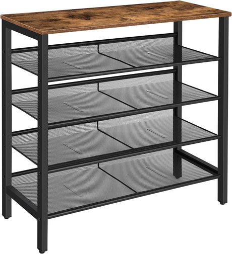 Industrial 5-Tier Shoe Rack and Storage Bench — Steel Frame, Versatile — Allure Home Collections