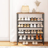 Industrial 5-Tier Shoe Rack and Storage Bench — Steel Frame, Versatile — Allure Home Collections