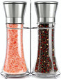 Favignana manual salt and pepper grinder set in stainless steel and glass