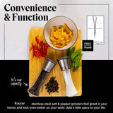 Favignana Salt and Pepper Grinder Set, Stainless Steel and Glass, Manual, Ceramic Core, 2pcs