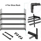 4-Tier Black Stainless Steel Shoe Rack — Up to 15 Pairs, 55cm — Allure Home Collections