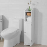 Freestanding MDF toilet paper cabinet with brush holder and storage shelves