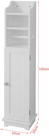 Freestanding MDF toilet paper cabinet with brush holder and storage shelves