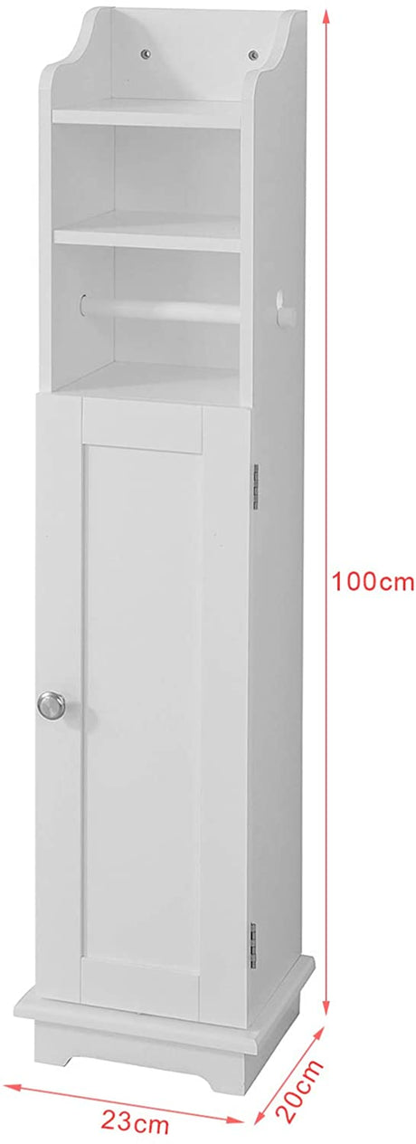 Freestanding MDF toilet paper cabinet with brush holder and storage shelves
