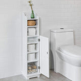 Freestanding MDF toilet paper cabinet with brush holder and storage shelves