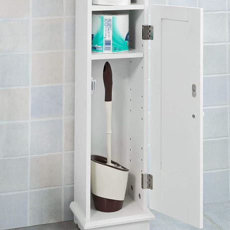 Freestanding MDF toilet paper cabinet with brush holder and storage shelves