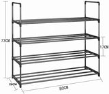 4-Tier Black Stainless Steel Shoe Rack — Up to 20 Pairs, 80cm — Allure Home Collections