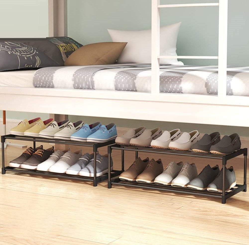 4-Tier Black Stainless Steel Shoe Rack — Up to 20 Pairs, 80cm — Allure Home Collections