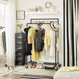 Industrial pipe clothes rack on wheels with double rail