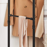 Industrial pipe clothes rack on wheels with double rail