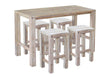 Outdoor Bar Table and Stools Set in White