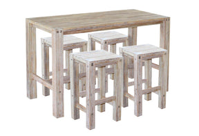 Outdoor Bar Table and Stools Set in White