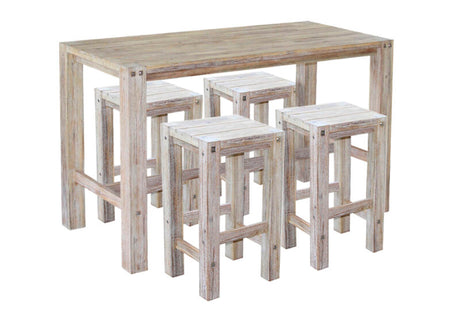 Outdoor Bar Table and Stools Set in White