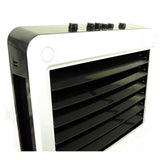 Auto swing louvres on slim portable evaporative air cooler and humidifier