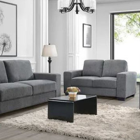 Cullera elephant grey fabric sofa in a modern living room