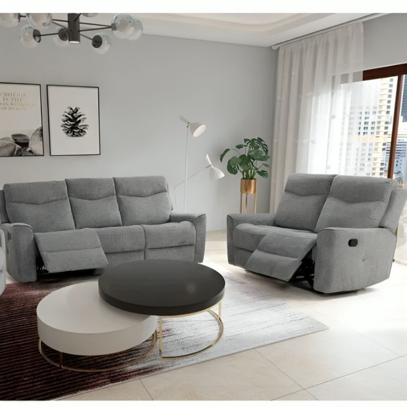 Cosmic Light Gray Fabric Motion Recliner Set