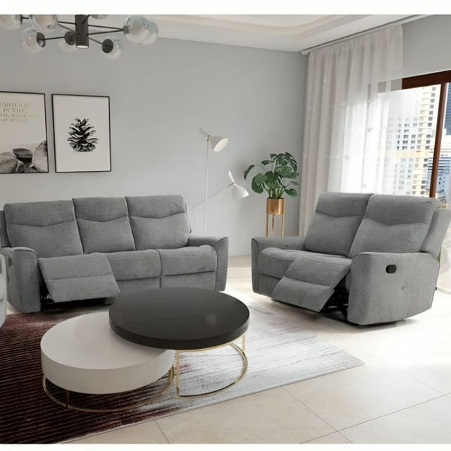 Cosmic Light Gray Fabric Motion Recliner Set