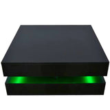 Modern Square High-Gloss LED Coffee Table with Central Storage Shelf — Allure Home Collections