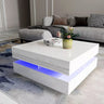 Modern Square High-Gloss LED Coffee Table with Central Storage Shelf — Allure Home Collections