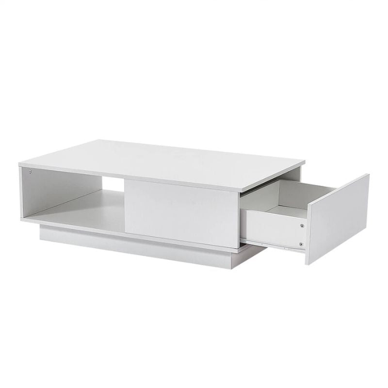 LED High-Gloss White Coffee Table with Drawer — Allure Home Collections