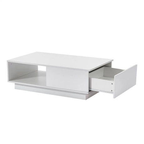 LED High-Gloss White Coffee Table with Drawer — Allure Home Collections