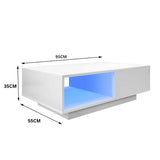 LED High-Gloss White Coffee Table with Drawer — Allure Home Collections