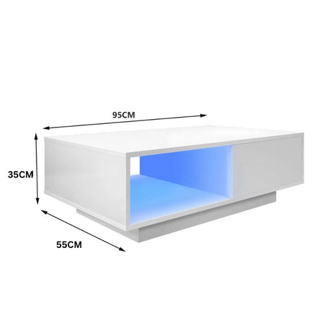 LED High-Gloss White Coffee Table with Drawer — Allure Home Collections