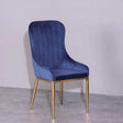 Luxurious Blue Gold Velvet Dining Chair Set