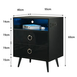 Goonengerry LED Bedside Table with USB and Power Socket, Black