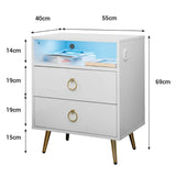Goonengerry LED Bedside Table with USB and Power Socket, White
