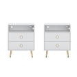 Amelia Modern LED Bedside Table with USB and Power Socket in White — Set of 2 — Allure Home Collections