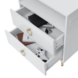 Amelia Modern LED Bedside Table with USB and Power Socket in White — Set of 2 — Allure Home Collections