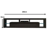 Sleek 200cm Black TV Cabinet with LED Lighting and High-Gloss UV Finish — Allure Home Collections