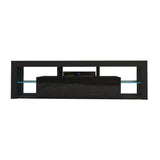 Sleek 200cm Black TV Cabinet with LED Lighting and High-Gloss UV Finish — Allure Home Collections