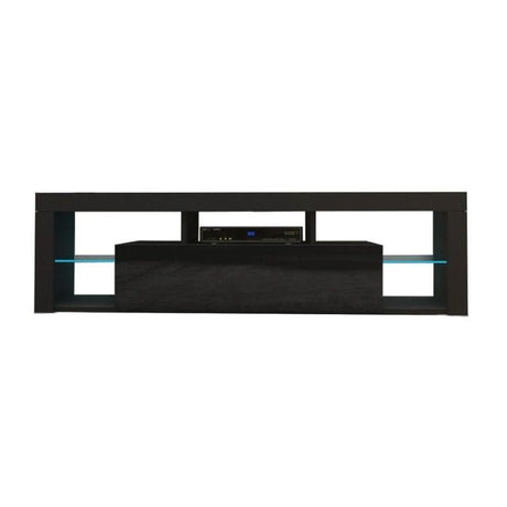 Sleek 200cm Black TV Cabinet with LED Lighting and High-Gloss UV Finish — Allure Home Collections