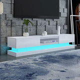High-Gloss LED RGB TV Entertainment Unit — 220cm White with Storage — Allure Home Collections