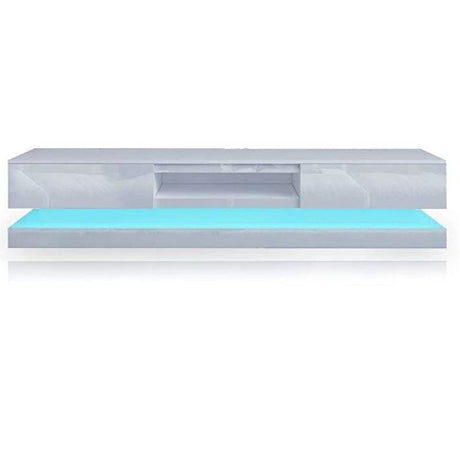 High-Gloss LED RGB TV Entertainment Unit — 220cm White with Storage — Allure Home Collections