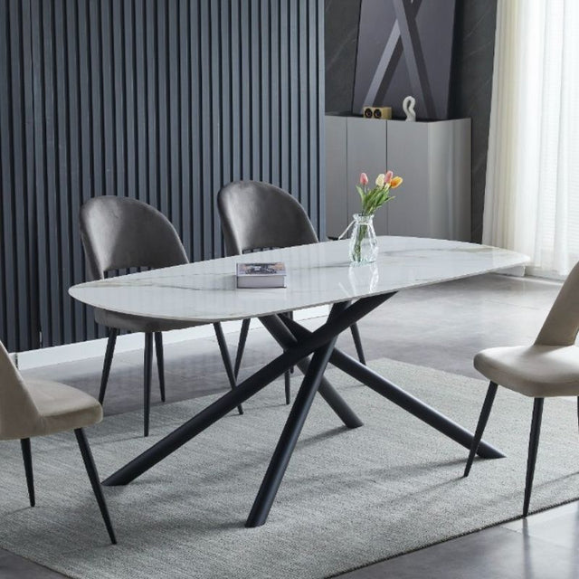 Elegantly Crafted Marble Top Dining Table