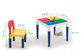 Kids table with building block base and 100 blocks