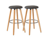 Hacienda modern grey padded bar stools set of 2 with steel and wood frame — Allure Home Collections
