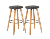 Mentone grey padded bar stool with cotton seat and steel frame in a modern kitchen