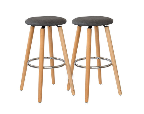 Mentone grey padded bar stool with cotton seat and steel frame in a modern kitchen