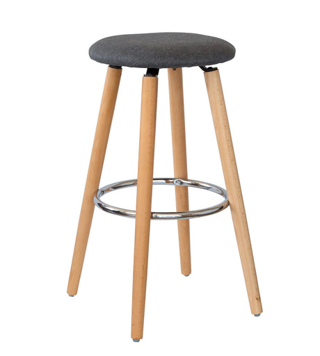 Hacienda bar stool grey padded seat and frame detail — Allure Home Collections