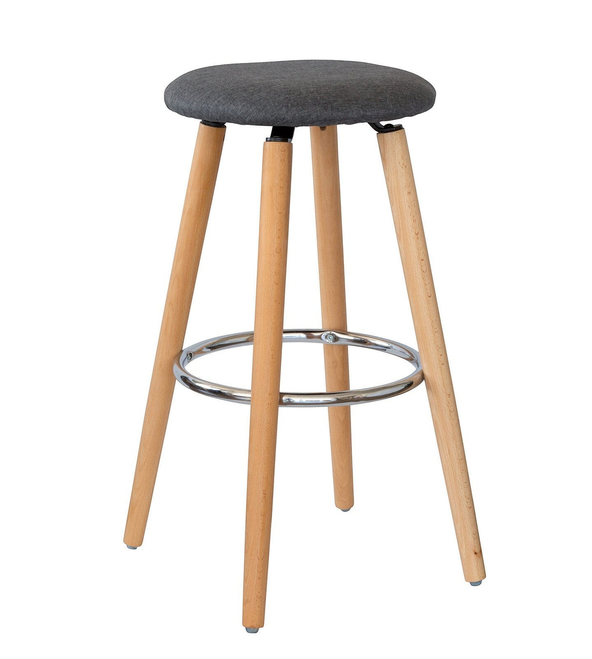 Mentone grey padded bar stool with cotton seat and steel frame in a modern kitchen