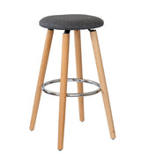 Mentone grey padded bar stool with cotton seat and steel frame in a modern kitchen