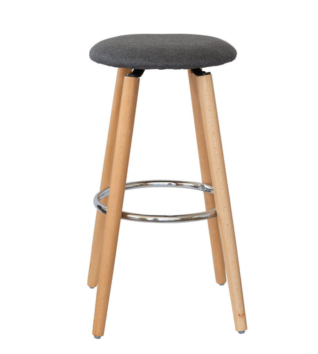 Two Hacienda grey padded bar stools at kitchen counter — Allure Home Collections