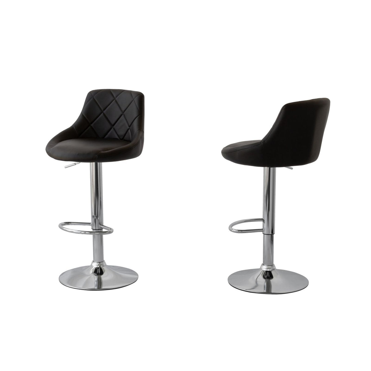 Diamond style adjustable height black padded leather bar stools set of 2 — Allure Home Collections