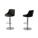 Diamond style adjustable height black padded leather bar stools set of 2 — Allure Home Collections
