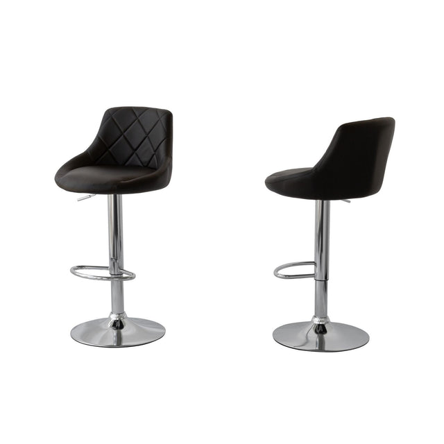Diamond style adjustable height black padded leather bar stools set of 2 — Allure Home Collections