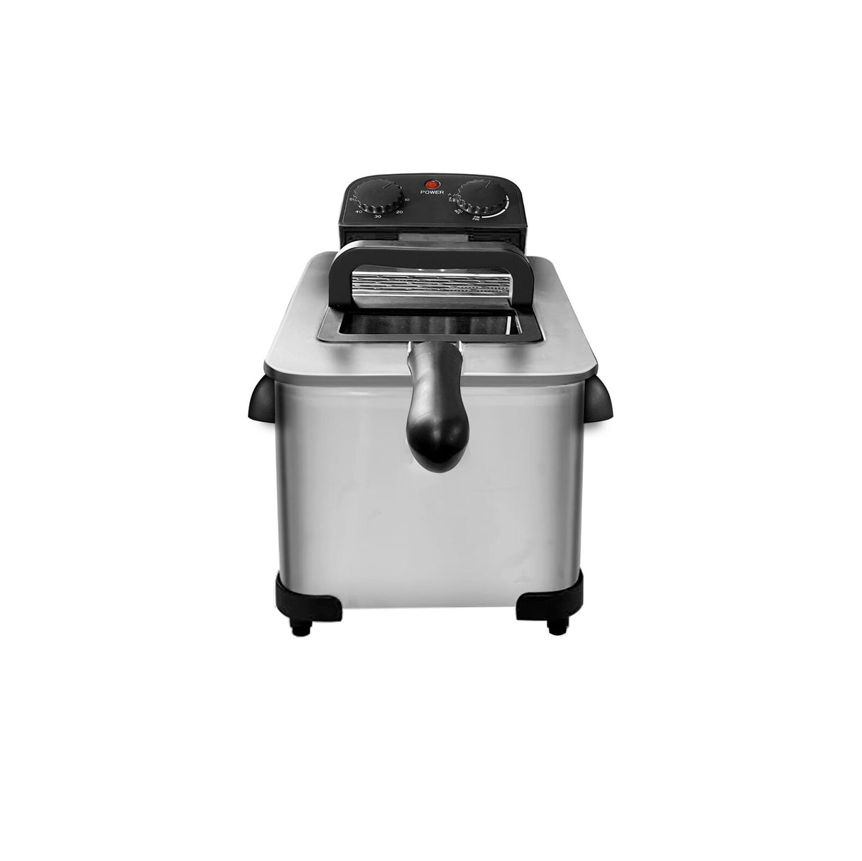 Frying basket with cool touch handle lifted from the 2000 W deep fryer